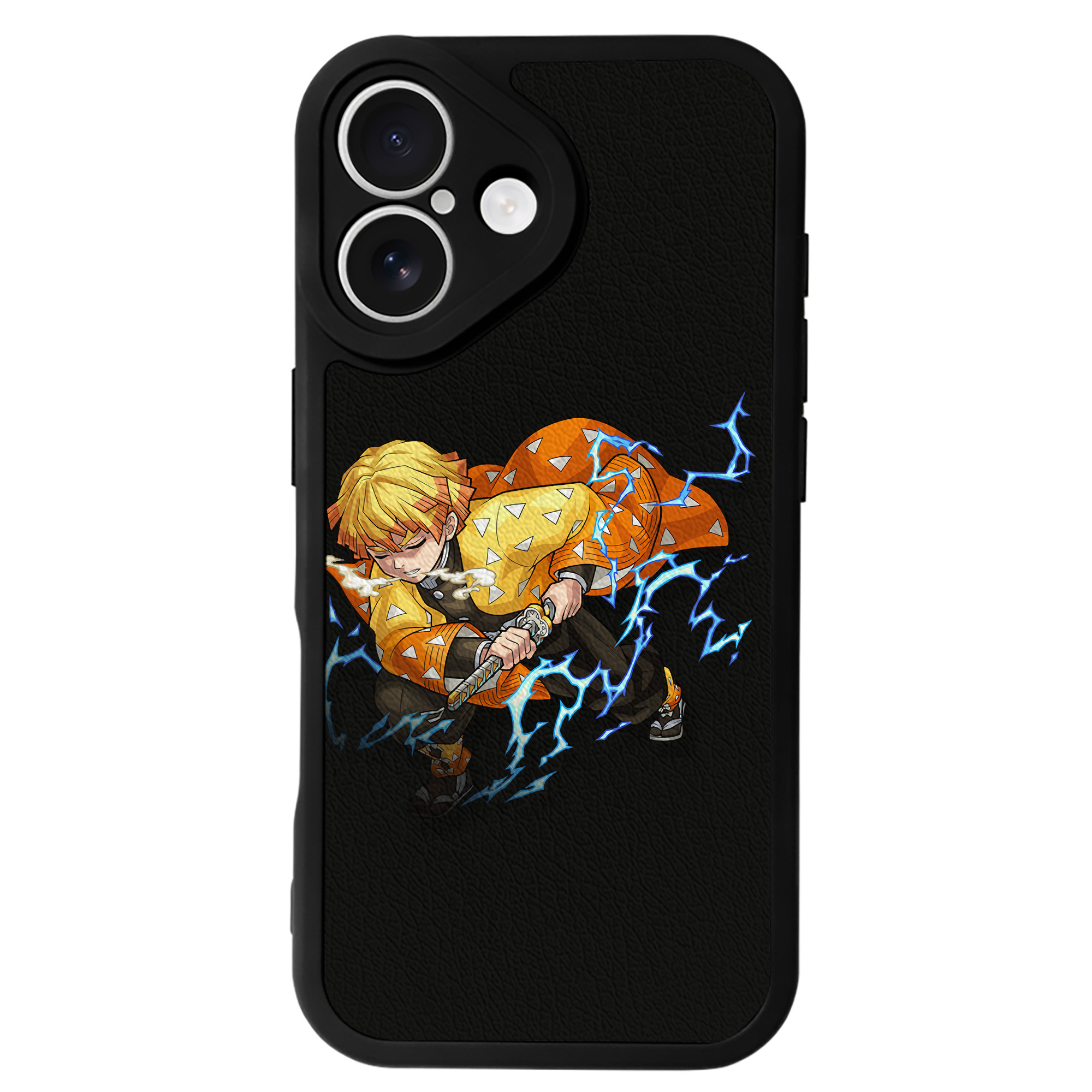 （画像用） 鬼滅の刃（きめつのやいば）我妻 善逸／あがつま ぜんいつ Agatsuma Zenitsu 【iPhone 16シリーズ対応】シリコンスマホケース（レザー調） 材質：シリコン